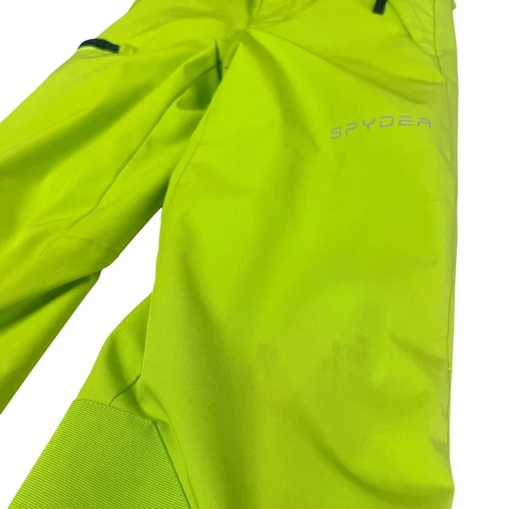 Spyder Kids Ski Snow Pants Bib Suspenders Neon Green Insulated Winter Size 8